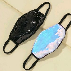 2pcs Sequin Decor Face Mask